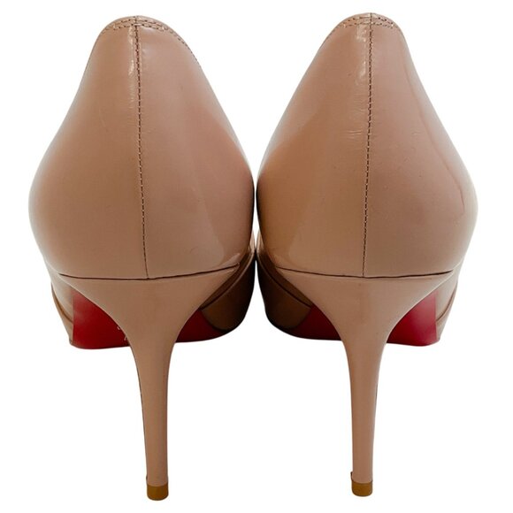 Christian Louboutin Nude Patent Leather Shelley Peep Toe Pumps - Picture 5 of 8